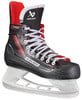 Ein Bauer PRO Eishockey-Schlittschuh in Schwarz und Rot mit Schnürsenkeln.