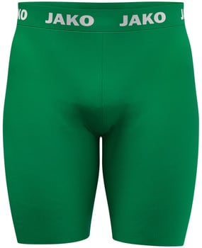 Grüne Herrenshorts mit JAKO-Logo auf dem Bund.