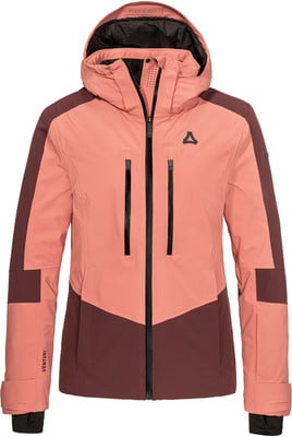 Damen-Skijacke in Rosa mit dunkleren Einsätzen und schwarzem Reißverschluss. Damen-Skijacke in Rosa mit dunkleren Einsätzen und schwarzem Reißverschluss.