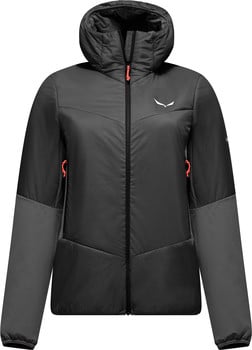 Schwarze Herrenjacke mit Kapuze und orangefarbenen Details, ideal für Outdoor-Aktivitäten.