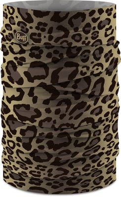 Ein Buff-Nackenwärmer mit Leopardenmuster in Beige- und Brauntönen. Ein Buff-Nackenwärmer mit Leopardenmuster in Beige- und Brauntönen.