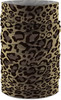 Ein Buff-Nackenwärmer mit Leopardenmuster in Beige- und Brauntönen.