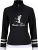 Schwarzes Shirt mit weißem Aufdruck einer Skifahrerin und dem Schriftzug Powder-Queen.