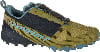 Herren-Outdoor-Schuh von Dynafit in Dunkelblau und Khaki mit blauen Akzenten.