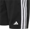 Schwarze Adidas Sporthose mit weißen Streifen und Logo an der Seite.