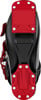 Schwarzer Skischuh mit roter Sohle und Atomic-Logo.