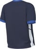 Dunkelblaues Kurzarmshirt mit blauen Ärmelbündchen.