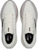 Weiße Brooks Laufschuhe mit grauen Streifen und Logo an der Innenseite.