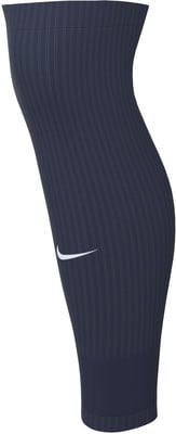 Dunkelblaue Nike-Socke mit weißem Logo und feinen hellen Streifen. Dunkelblaue Nike-Socke mit weißem Logo und feinen hellen Streifen.