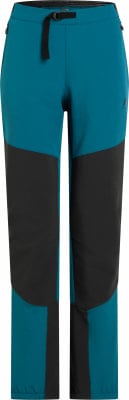 Blaue Outdoorhose mit schwarzen Einsätzen und verstellbarem Bund.