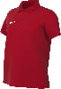 Rotes Nike Poloshirt mit weißem Logo und Kragen.