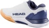 Weißer HEAD Tennisschuh mit dunkelblauen Details und orangefarbener Sohle.