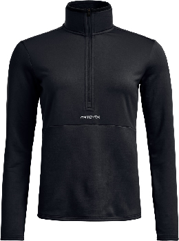 Schwarzes Herren-Sweatshirt von ORTOVOX mit kurzem Reißverschluss und Stehkragen.