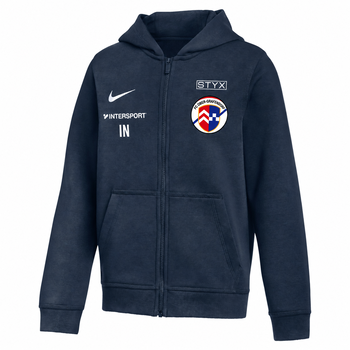 Dunkelblaue Kapuzenjacke mit dem Logo des FC Ober-Grafendorf und dem Schriftzug STYX.