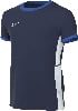 Dunkelblaues Nike-T-Shirt mit blauer Paspel und weißen Mesh-Einsätzen an den Seiten.