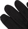 Detail von Handschuhen mit schwarzem Stoff und rutschfesten Punkten.
