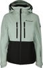Damen-hellgrüne Jacke mit schwarzem Unterteil und Active Rebel Logo.