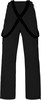 Schwarze Hose mit Hosenträgern und Reißverschlüssen an den Beinen.