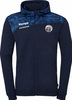 Dunkelblaue Herren-Kapuzenjacke mit Kempa- und Intersport-Logo.