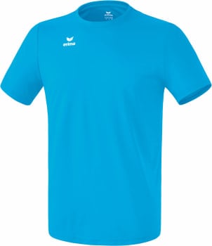 Kinder-T-Shirt in Blau mit kurzen Ärmeln und Erima-Logo auf der Brust.