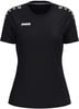 Schwarzes Damen-T-Shirt mit kurzen Ärmeln und JAKO-Logo auf der Brust.