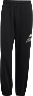 Schwarze Adidas Jogginghose mit Logo auf dem linken Bein. Schwarze Adidas Jogginghose mit Logo auf dem linken Bein.