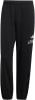 Schwarze Adidas Jogginghose mit Logo auf dem linken Bein.