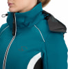 Dunkelblaue Damenjacke mit weißen und schwarzen Akzenten.