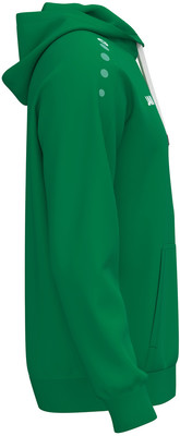 Grüner Kapuzenpullover mit weißen Details am Ärmel und an der Brust. Grüner Kapuzenpullover mit weißen Details am Ärmel und an der Brust.