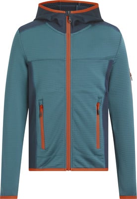 Blaue Kinderjacke mit Kapuze und orangefarbenem Reißverschluss, ideal für Outdoor-Aktivitäten. Blaue Kinderjacke mit Kapuze und orangefarbenem Reißverschluss, ideal für Outdoor-Aktivitäten.