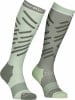 Damen-Kniestrümpfe mit geometrischem Muster in Mintgrün und Grau.