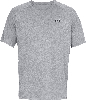 Graues T-Shirt mit kurzen Ärmeln und Under Armour Logo.