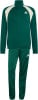 Grüner Adidas Trainingsanzug mit beigen Einsätzen und Logo.
