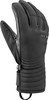 Schwarze Winterhandschuhe mit gepolsterter Oberfläche und Markenlogo.