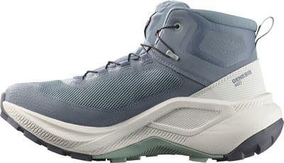 Blauer mittelhoher Wanderschuh mit Schnellverschluss und robuster Sohle. Blauer mittelhoher Wanderschuh mit Schnellverschluss und robuster Sohle.