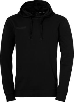 Schwarzer Herren-Hoodie mit Kapuze und Kempa-Logo auf der linken Brust.