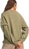 Grüner Pullover mit weißen Streifen an den Ärmeln und Adidas-Logo auf dem Rücken.
