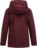 Rückansicht einer dunkelweinvfarbenen Jacke mit Kapuze und langen Ärmeln.