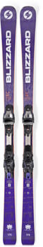 Lila Blizzard-Ski mit Salomon-Bindung, 175 cm lang.