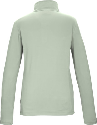 Grünes Langarmshirt mit Stehkragen, Rückansicht. Grünes Langarmshirt mit Stehkragen, Rückansicht.
