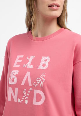 Damenpullover in Rosa mit Aufdruck ELB SAND. Damenpullover in Rosa mit Aufdruck ELB SAND.