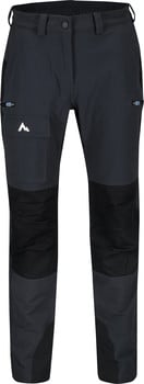 Schwarze Outdoorhose mit Berglogo und Reißverschlusstaschen.
