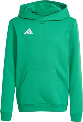 Grüner Kapuzenpullover mit Adidas-Logo auf der Brust.