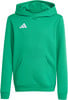 Grüner Kapuzenpullover mit Adidas-Logo auf der Brust.