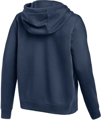 Rückansicht eines dunkelblauen Baumwoll-Hoodies.