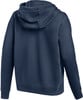 Rückansicht eines dunkelblauen Baumwoll-Hoodies.