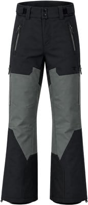 Schwarze Skihose mit grauen Einsätzen und Reißverschlüssen. Schwarze Skihose mit grauen Einsätzen und Reißverschlüssen.