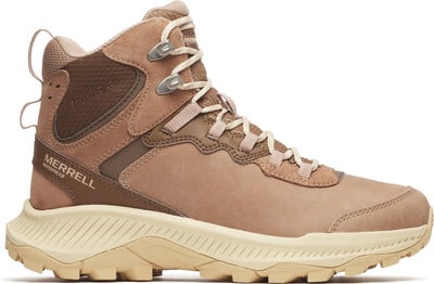 Hnědá kotníková trekingová obuv Merrell s voděodolnou membránou. Hnědá kotníková trekingová obuv Merrell s voděodolnou membránou.