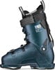 Ein blauer Herren-Skischuh mit schwarzen Schnallen und verstellbarem Riemen.