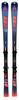 Fischer Fury Skier mit Bindung, dunkelblau mit oranger Schrift.
